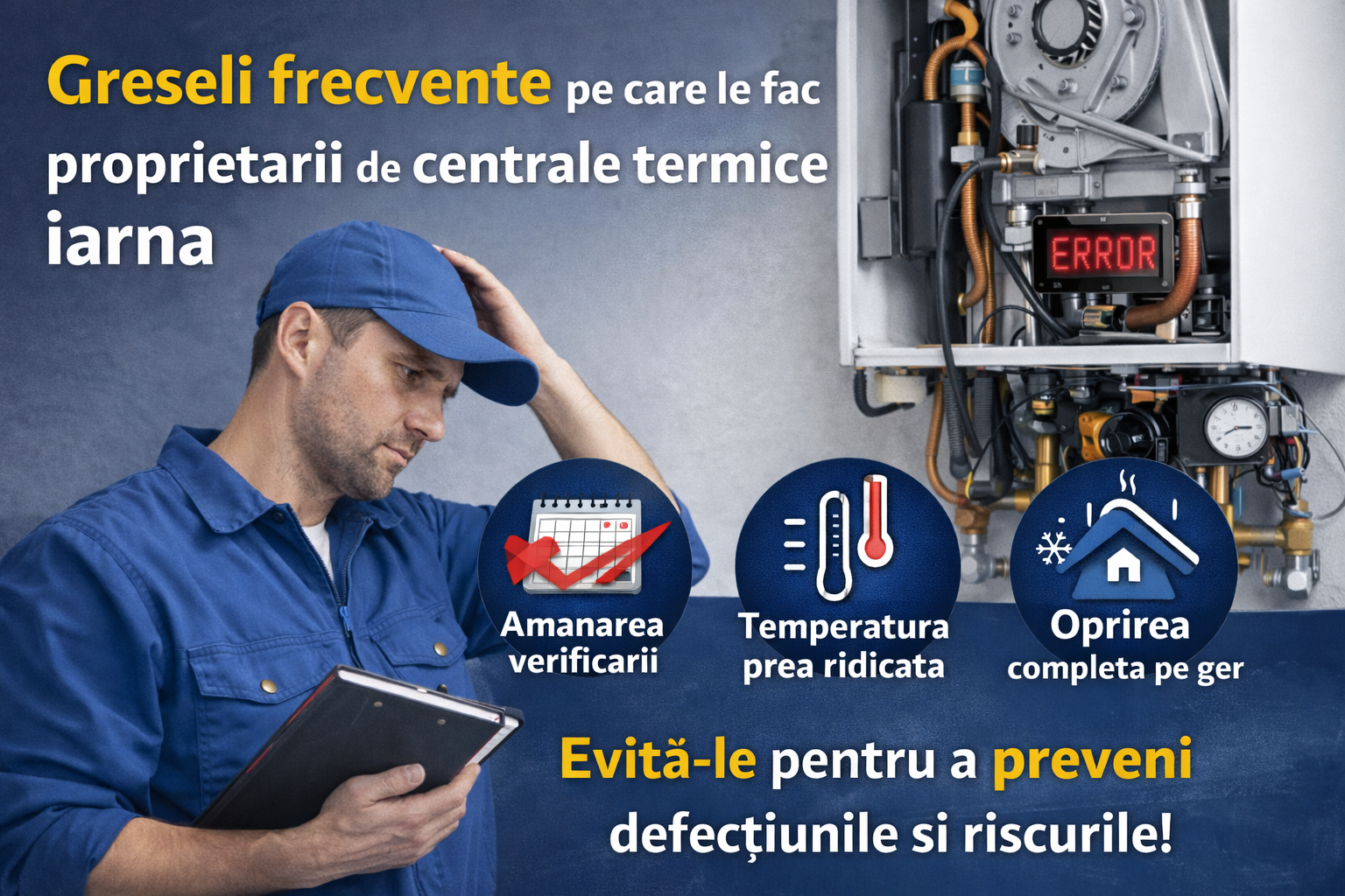 Greseli frecvente pe care le fac proprietarii de centrale termice iarna
